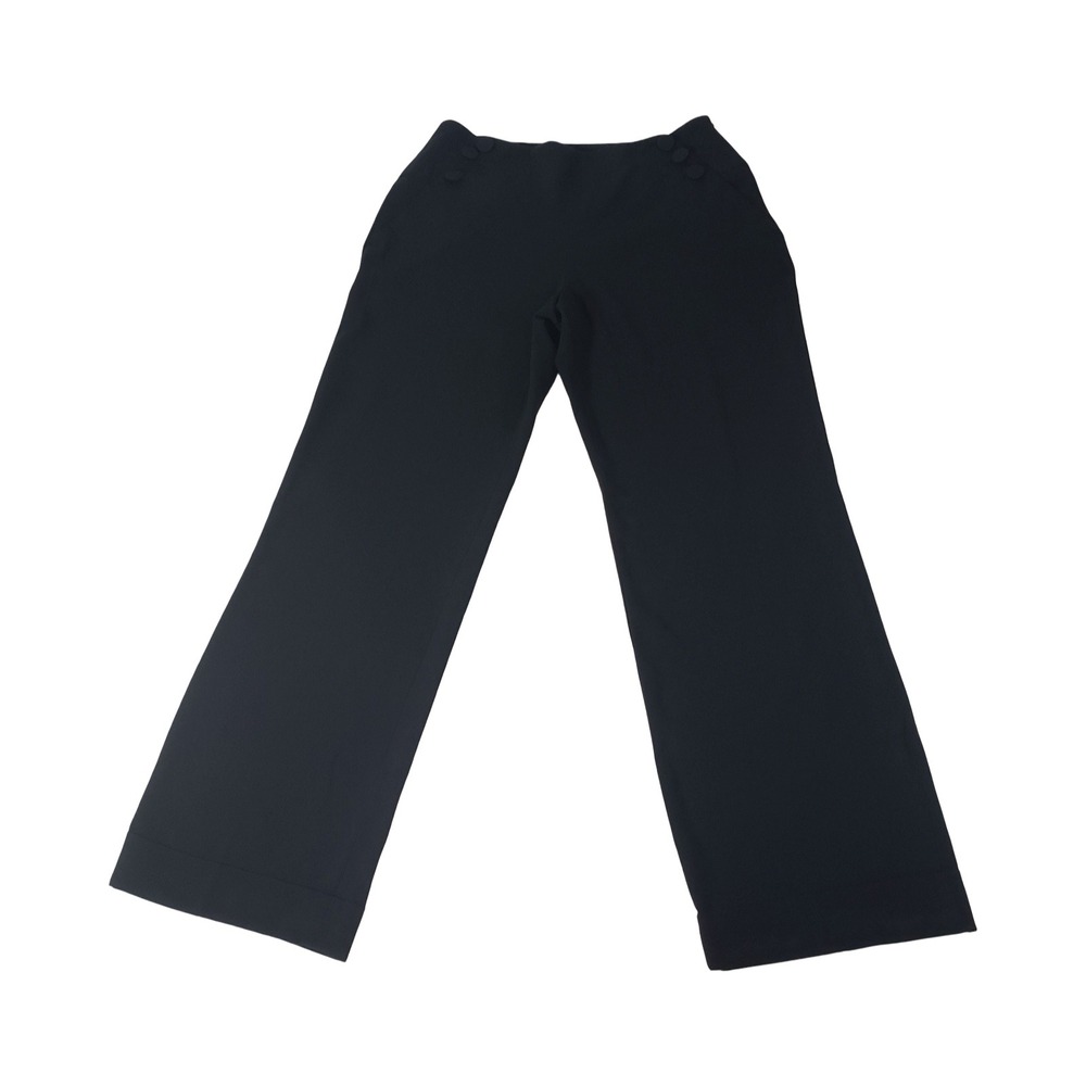 Cato Black Wide Leg Sailor Trousers Size 12 Side Zip Dress Pants Professional